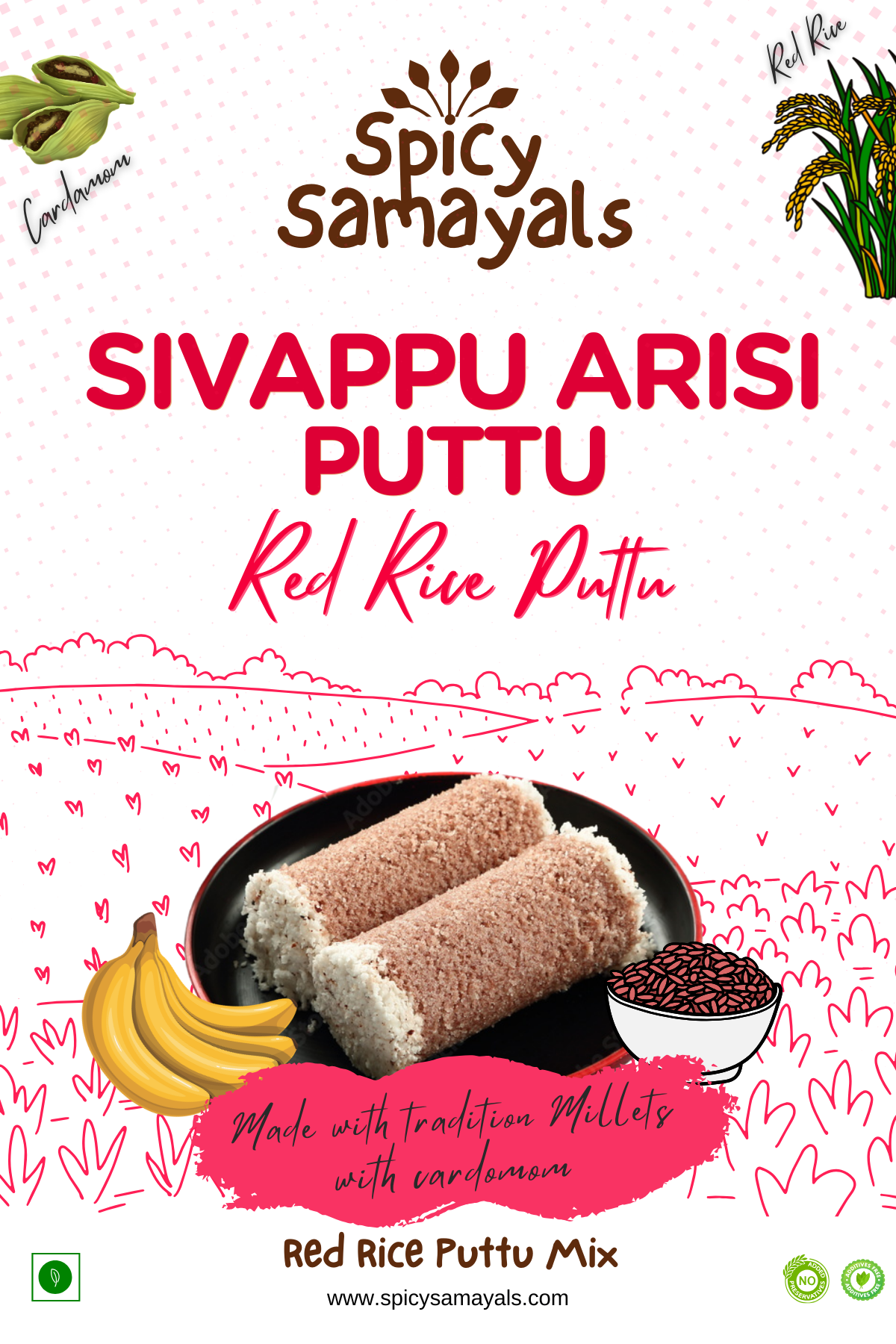Sivappu Arisi Puttu (Red Rice Puttu)
